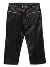 Cynthia Rowley Downtown Leather Cropped Trousers In Black
