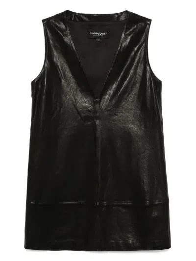 Cynthia Rowley Downtown Leather Dress In Black