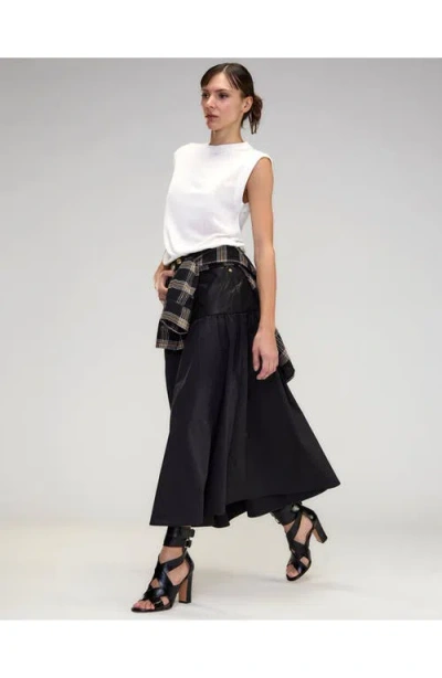 Cynthia Rowley Downtown Leather Nylon Skirt In Black