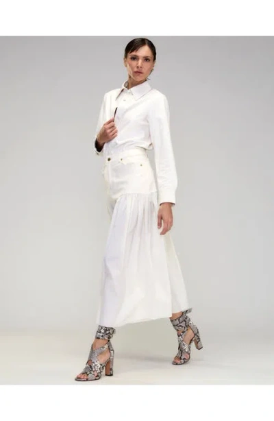 Cynthia Rowley Downtown Leather Nylon Skirt In Off_white