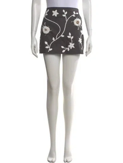 Pre-owned Cynthia Rowley Embellished Mini Skirt Mini Skirt In Gray