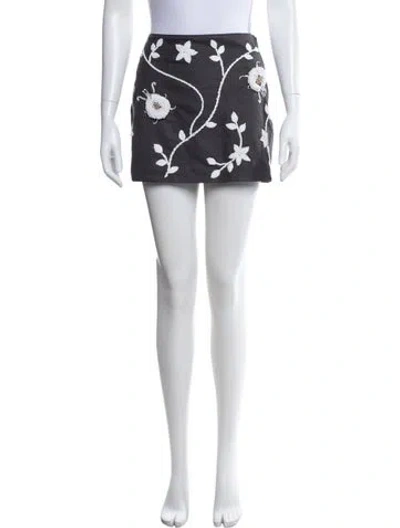 Pre-owned Cynthia Rowley Embellished Mini Skirt Mini Skirt In Gray
