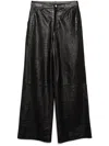 Cynthia Rowley Embossed Wide-leg Trousers In Black