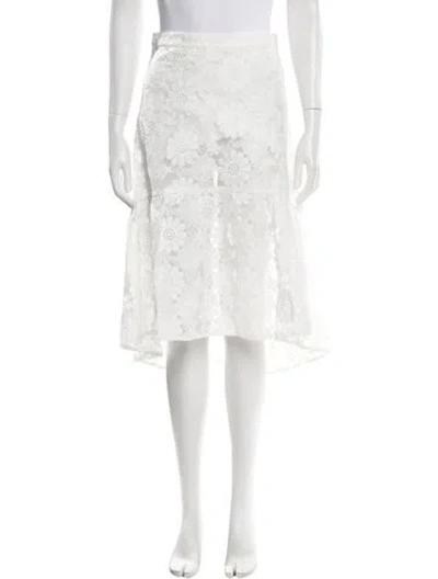 Pre-owned Cynthia Rowley Embroidered Accent Knee-length Skirt In White