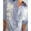 Cynthia Rowley Embroidered Hemp Shirt Dress In Blue