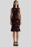 Cynthia Rowley Embroidered Sleeveless Midi Dress In Black Multi