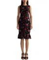 Cynthia Rowley Embroidered Sleeveless Midi Dress In Black Multi