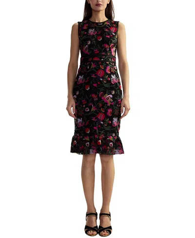 CYNTHIA ROWLEY EMBROIDERED SLEEVELESS MIDI DRESS