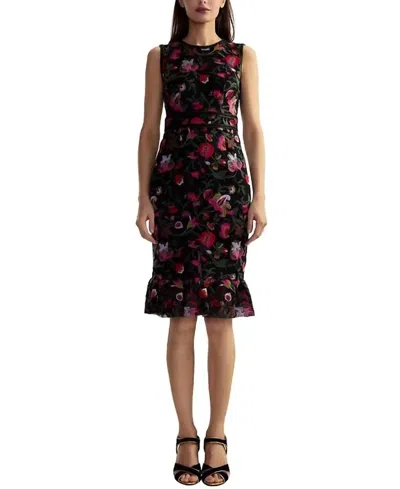 CYNTHIA ROWLEY EMBROIDERED SLEEVELESS MIDI DRESS IN BLACK MULTI