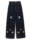 Cynthia Rowley Embroidered Wide-leg Jeans In Blue