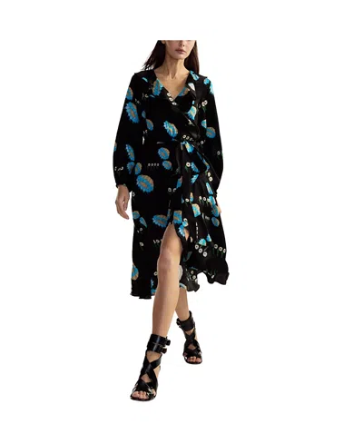 Cynthia Rowley Eve Wrap Dress In Black Floral