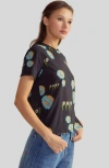 Cynthia Rowley Everyday Cotton Tee In Black Floral