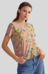 Cynthia Rowley Everyday Cotton Tee In Mauve Floral