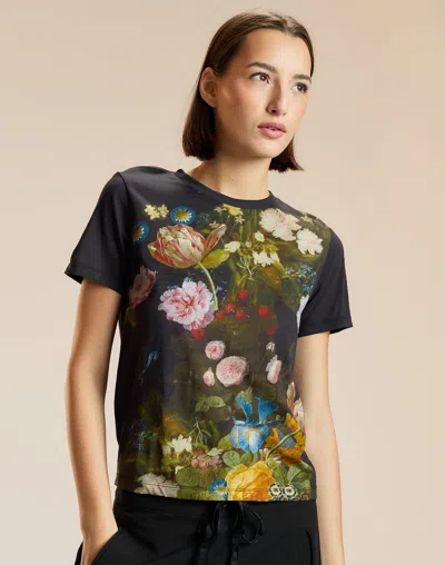 Cynthia Rowley Everyday Floral Tee In Black