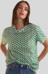 Cynthia Rowley Fanfare Tee In Green White