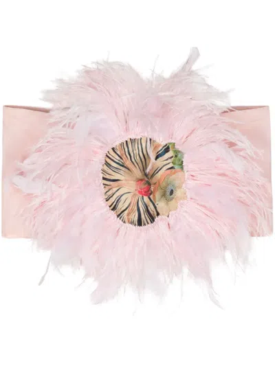 Cynthia Rowley Feather-embellished Bandeau Top In Pink