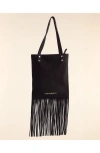 Cynthia Rowley Felicity Fringe Suede Tote In Black