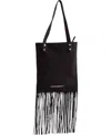 Cynthia Rowley Felicity Fringe Suede Tote In Black