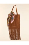 Cynthia Rowley Felicity Fringe Suede Tote In Brown