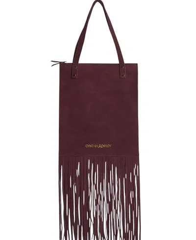 Cynthia Rowley Felicity Fringe Suede Tote In Burgundy