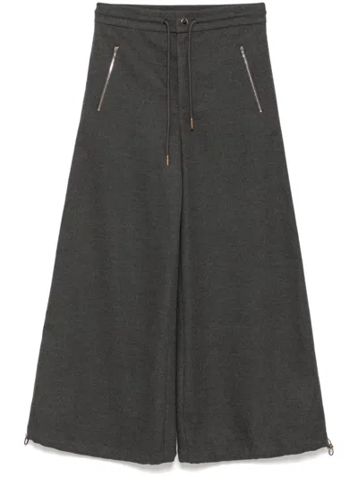 Cynthia Rowley Flannel Wide-leg Pants In Grey