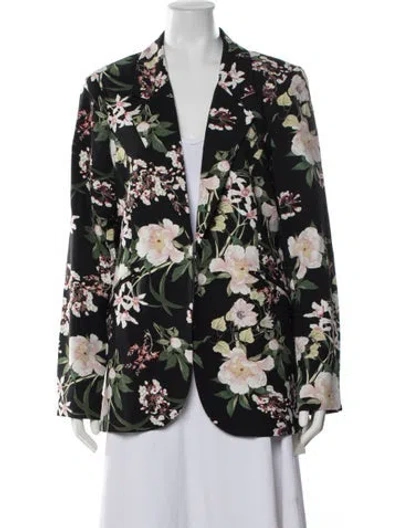 Pre-owned Cynthia Rowley Floral Print Blazer In Black