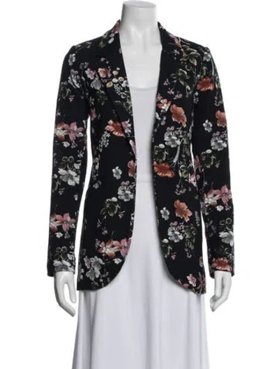 Pre-owned Cynthia Rowley Floral Print Blazer In Blue