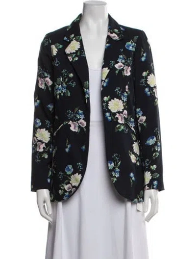 Pre-owned Cynthia Rowley Floral Print Blazer In Blue