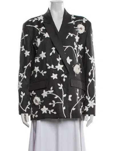 Pre-owned Cynthia Rowley Floral Print Blazer In Grey