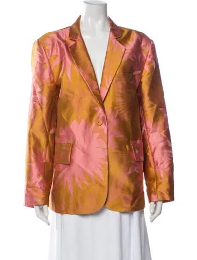 Pre-owned Cynthia Rowley Floral Print Blazer In Orange