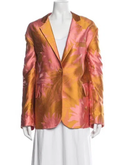 Pre-owned Cynthia Rowley Floral Print Blazer In Orange
