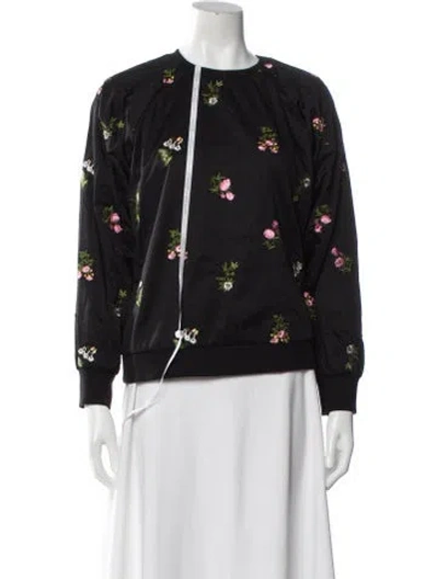 Pre-owned Cynthia Rowley Floral Print Crew Neck Sweater In Gray