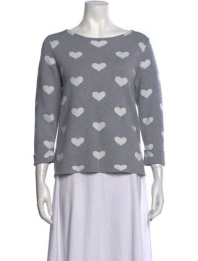 Pre-owned Cynthia Rowley Floral Print Crew Neck Sweater In Grey