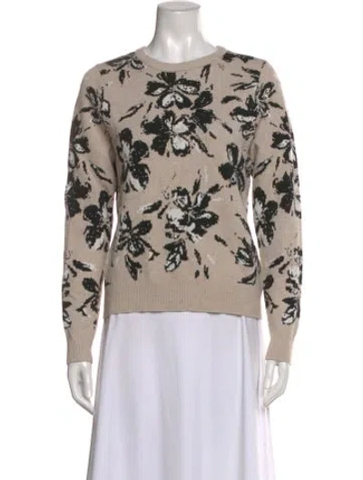 Pre-owned Cynthia Rowley Floral Print Crew Neck Sweater In Neutral