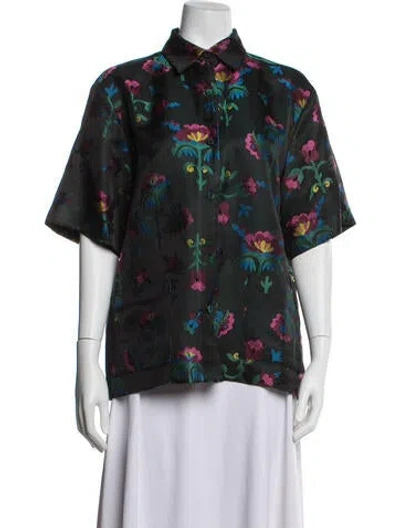 Pre-owned Cynthia Rowley Floral Print Jacket W/ Tags In Black