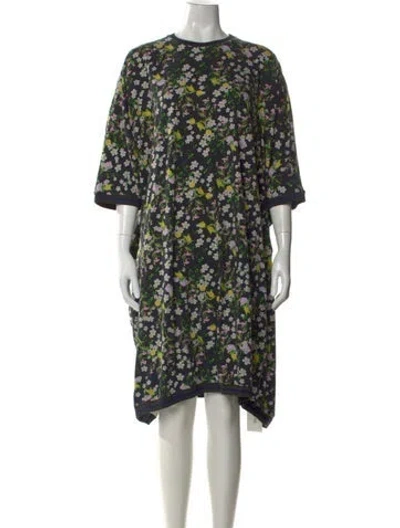 Pre-owned Cynthia Rowley Floral Print Knee-length Dress In Black