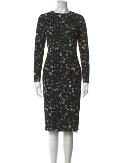 Pre-owned Cynthia Rowley Floral Print Knee-length Dress In Black