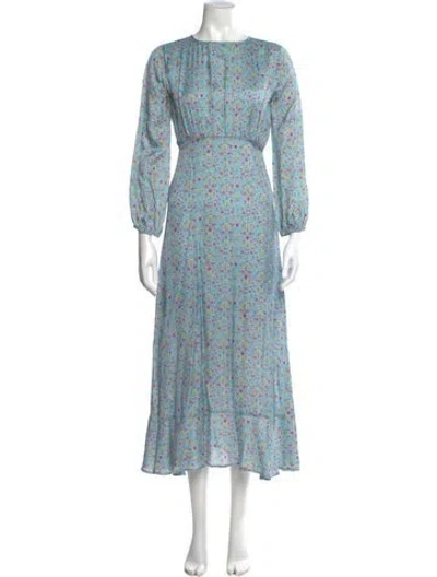 Pre-owned Cynthia Rowley Floral Print Long Dress In Blue