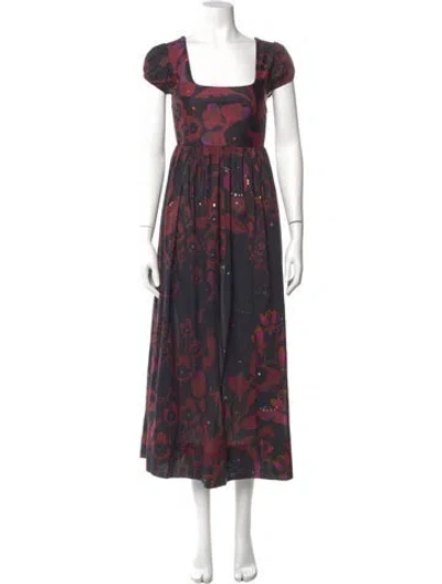 Pre-owned Cynthia Rowley Floral Print Long Dress In Multi