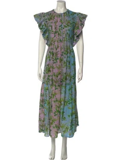 Pre-owned Cynthia Rowley Floral Print Long Dress In Multi