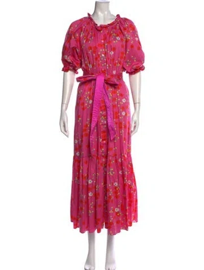 Pre-owned Cynthia Rowley Floral Print Long Dress In Multi
