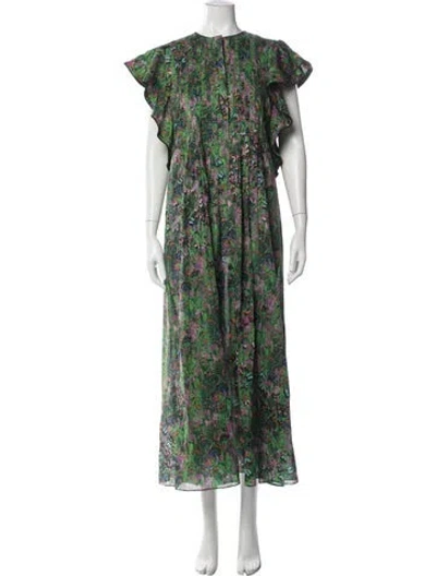 Pre-owned Cynthia Rowley Floral Print Long Dress In Multi