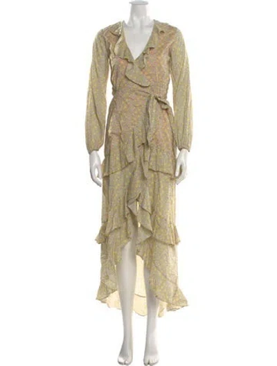 Pre-owned Cynthia Rowley Floral Print Long Dress In Pink