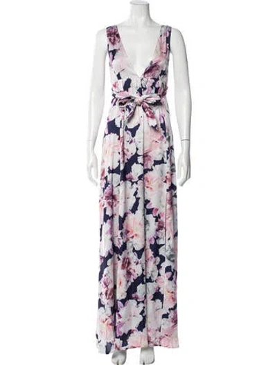 Pre-owned Cynthia Rowley Floral Print Long Dress W/ Tags In Multi