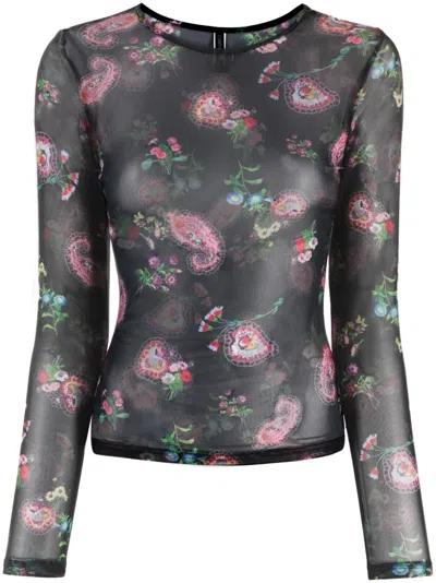 Cynthia Rowley Floral-print Long-sleeve Top In Multicolour