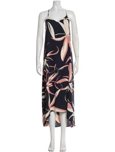 Pre-owned Cynthia Rowley Floral Print Midi Length Dress In Blue