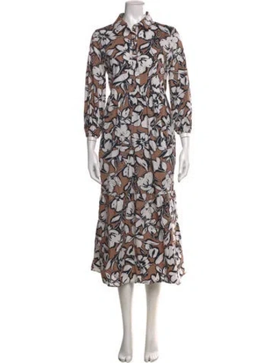 Pre-owned Cynthia Rowley Floral Print Midi Length Dress In Neutral