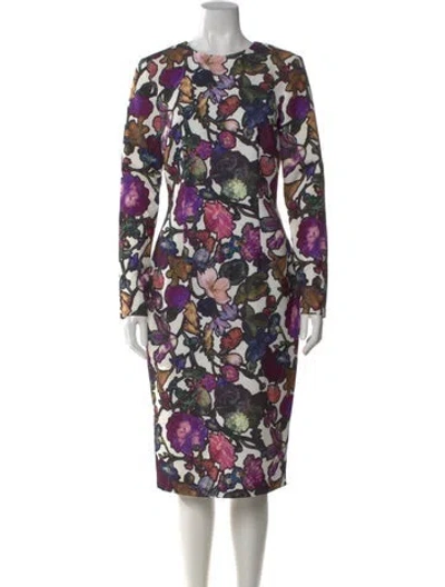 Pre-owned Cynthia Rowley Floral Print Midi Length Dress In Purple