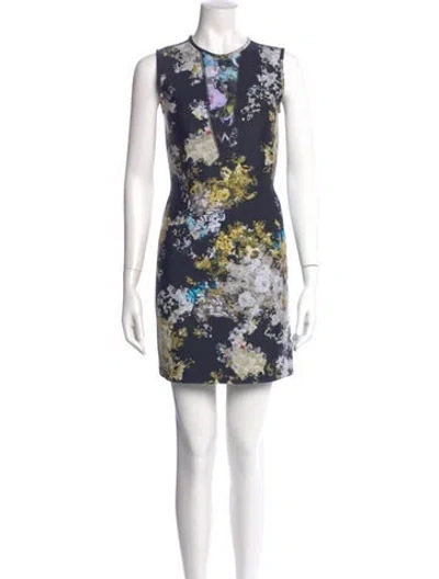 Pre-owned Cynthia Rowley Floral Print Mini Dress In Black