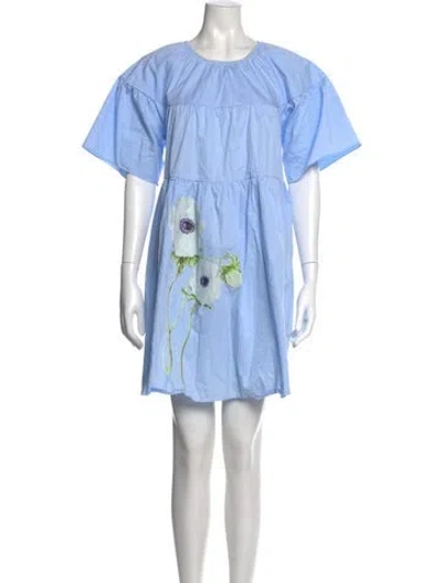 Pre-owned Cynthia Rowley Floral Print Mini Dress In Blue